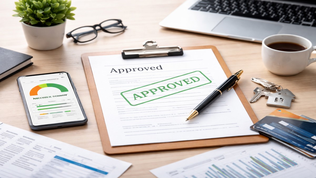 The image visually reinforces these ideas by presenting a clean and modern financial workspace.